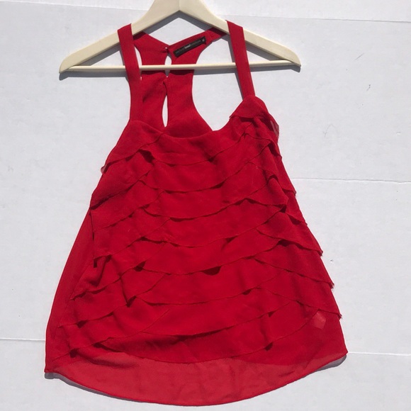 Anthropologie Tops - ☀️Anthropologie Hazel Tiered Ruffle Red Tank EUC